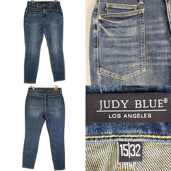 Judy Blue Jeans Womens Size 15/32 Blue Medium Wash Relaxed Straight High Rise - Picture 1 of 12